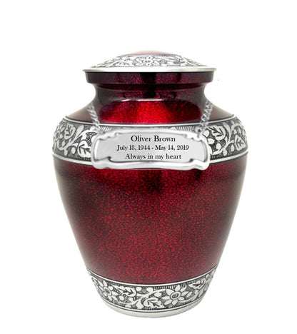 Modest Series - Elite Speckle Crimson & Silver Cremation Urn - IUAL177