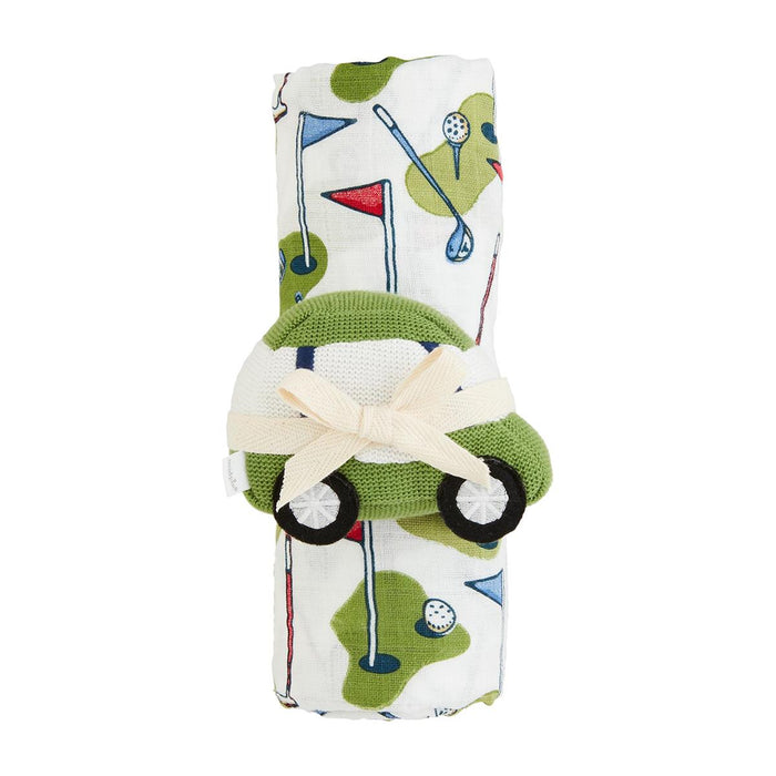 Mudpie- Blue Golf Swaddle & Rattle Set #12140150
