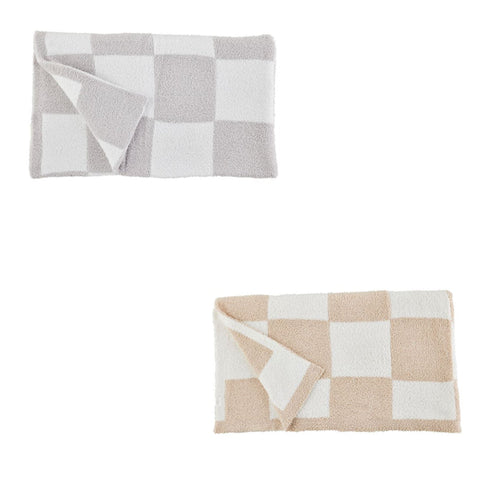 Mudpie- Chenille Checkered Blankets #81000003