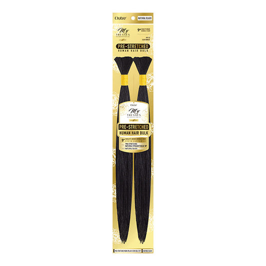 OUTRE BRAID pre-stretched natural straight bulk hair two bundle pack natural black long straight braids