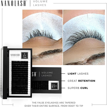 Nanolash Volume Lashes - false lashes for professional eyelash extensions, volume eyelash extensions (0.05 D, 9mm)