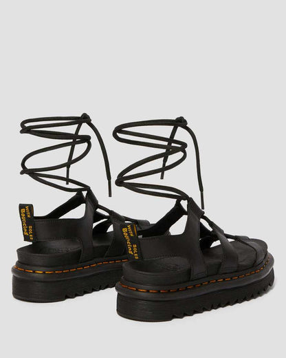 Nartilla Women's Leather Gladiator Sandals Black