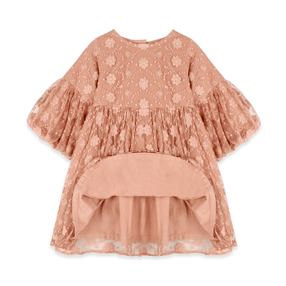 Natalie Embroidered Tutu Girl Dress - Dusty Rose (Organic Cotton) - Voile Lining