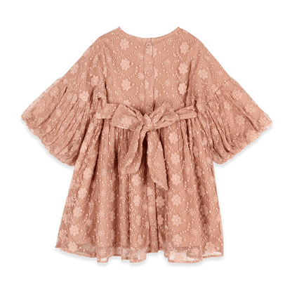 Natalie Embroidered Tutu Girl Dress - Dusty Rose (Organic Cotton) - Back
