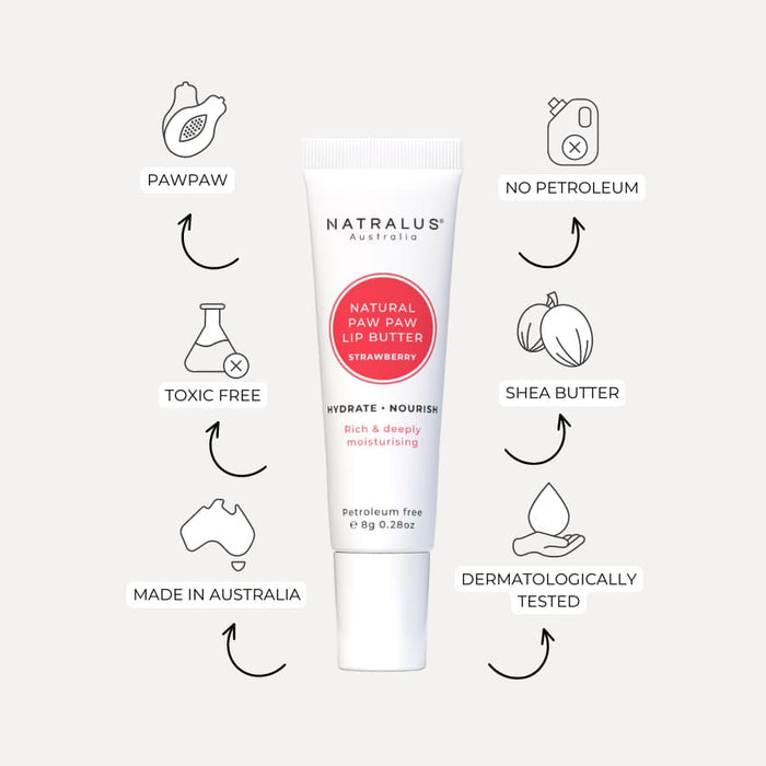 Strawberry Flavoured Paw Paw Lip Butter