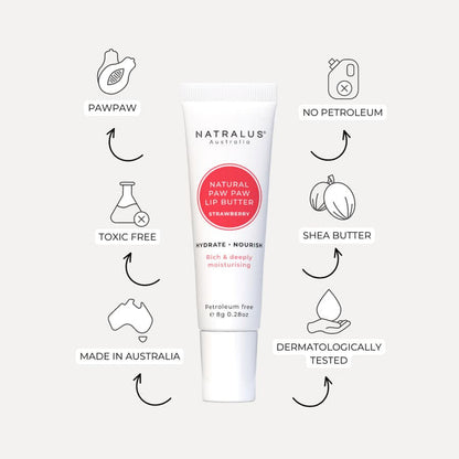 Strawberry Flavoured Paw Paw Lip Butter