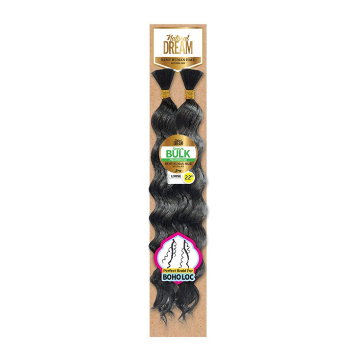 ROYAL IMEX natural human hair bulk extensions in loose wave 22 inch braids for Boho Loc style