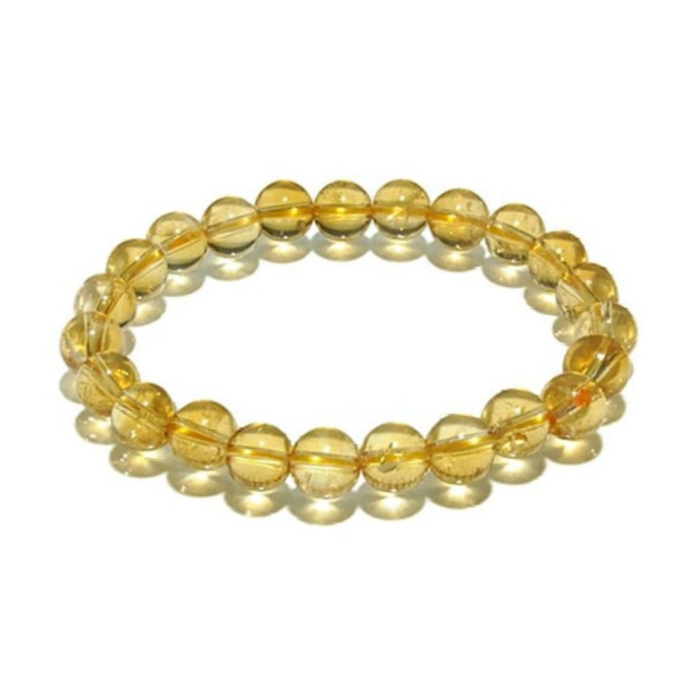 Natural Yellow Citrine  Gemstone Bead Bracelet