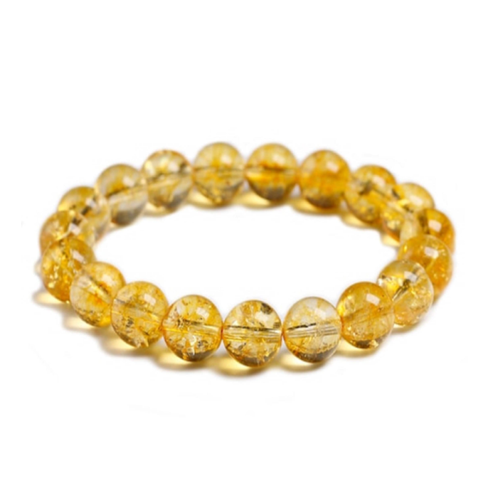 Natural Yellow Citrine  Gemstone Bead Bracelet