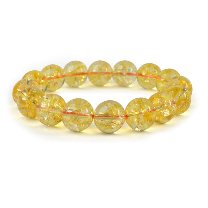 Natural Yellow Citrine  Gemstone Bead Bracelet