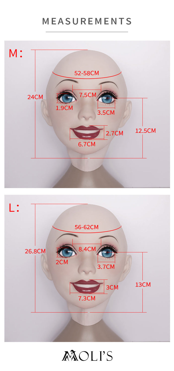 Pink latex doll mask by InTheMask with gag and hood, featuring detailed eye and mouth design, part of NEOGAN Queena collection.