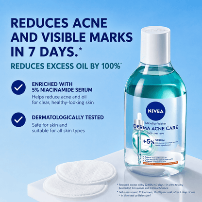 Nivea Micellar Water Derma Acne Care 125ml ماء ميسيلار نيفيا للعناية بالبشرة المعرضة لحب الشباب - Princess Cosmetics Qatar