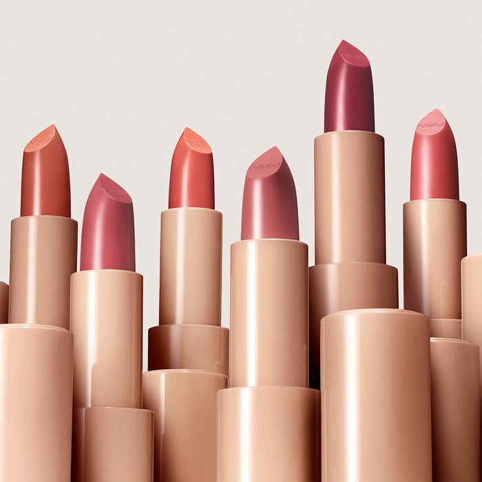 No Makeup Makeup – Collection of Creme Classic Lipsticks in various shades on a light background, natural minimal makeup