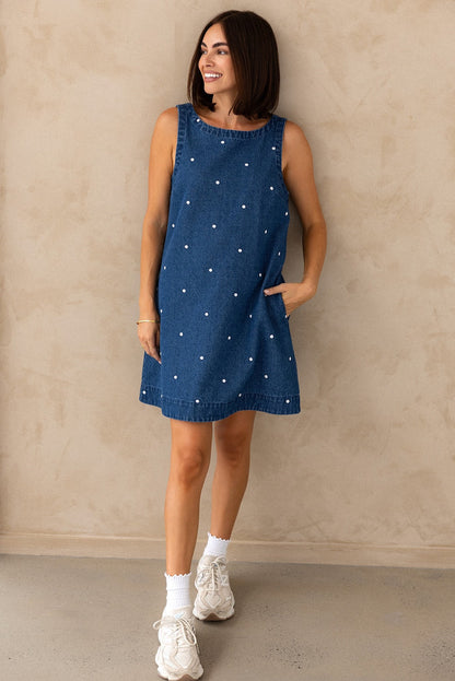 Noah Dress - Denim Polka