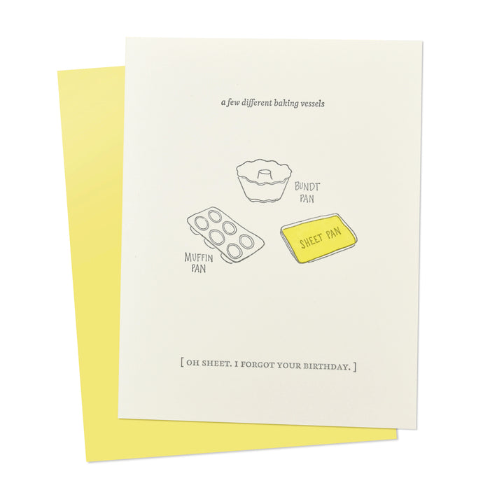 Oh Sheet, I Forgot Your Birthday Sheet Pan Greeting Card