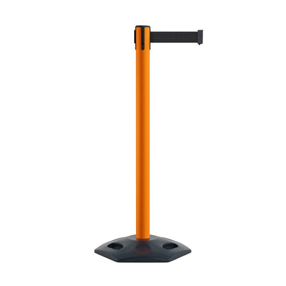 Outdoor Safety Retractable Belt Barrier, Rubber Base, 11 Ft. Belt - Montour Line MSR630 - Crowd Control Warehouse