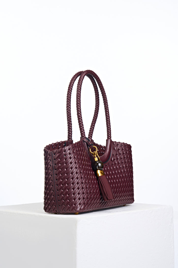 Paige Black Cherry Small Whipstitch Tote