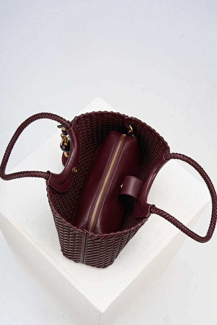 Paige Black Cherry Small Whipstitch Tote