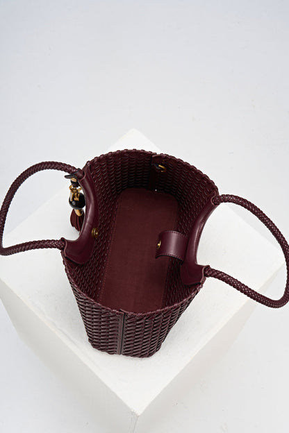 Paige Black Cherry Small Whipstitch Tote