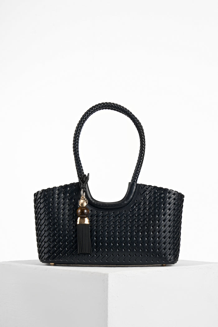 Paige Black Small Whipstitch Tote