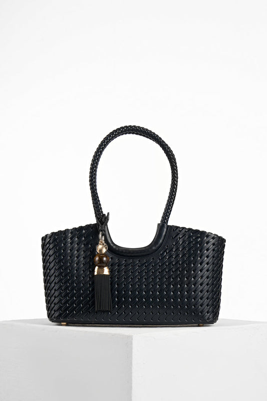 Paige Black Small Whipstitch Tote