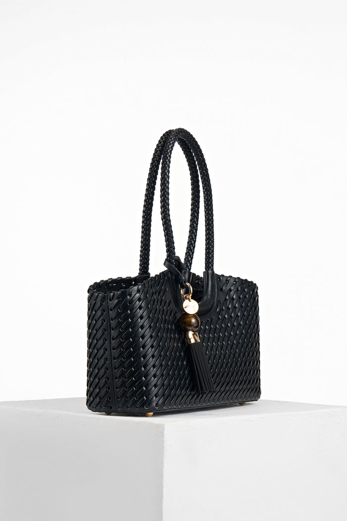 Paige Black Small Whipstitch Tote