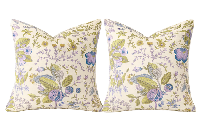 Pair of Purple Floral Schumacher Pillows