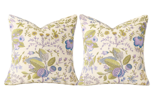 Pair of Purple Floral Schumacher Pillows