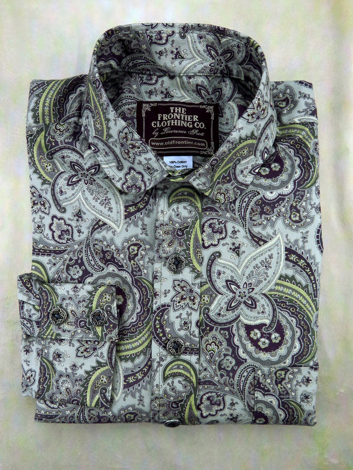 Pale Cyan and Wine Paisley Dakota Shirt