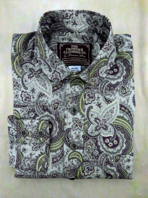 Pale Cyan and Wine Paisley Dakota Shirt