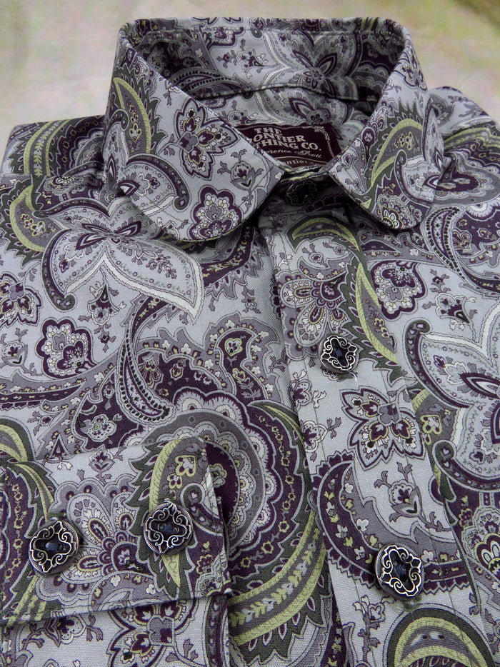 Pale Cyan and Wine Paisley Dakota Shirt