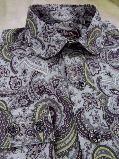 Pale Cyan and Wine Paisley Dakota Shirt