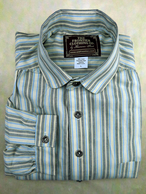 Periwinkle and Black Stripe Victorian Shirt
