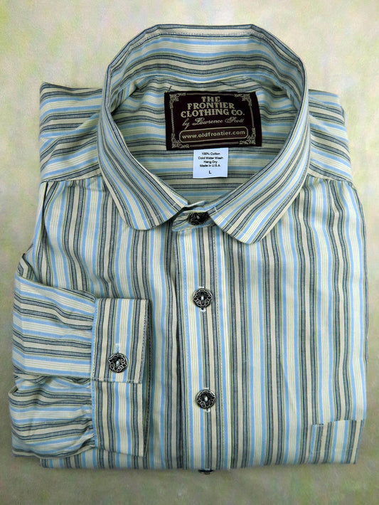 Periwinkle and Black Stripe Victorian Shirt