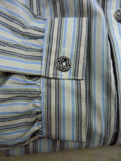 Periwinkle and Black Stripe Victorian Shirt