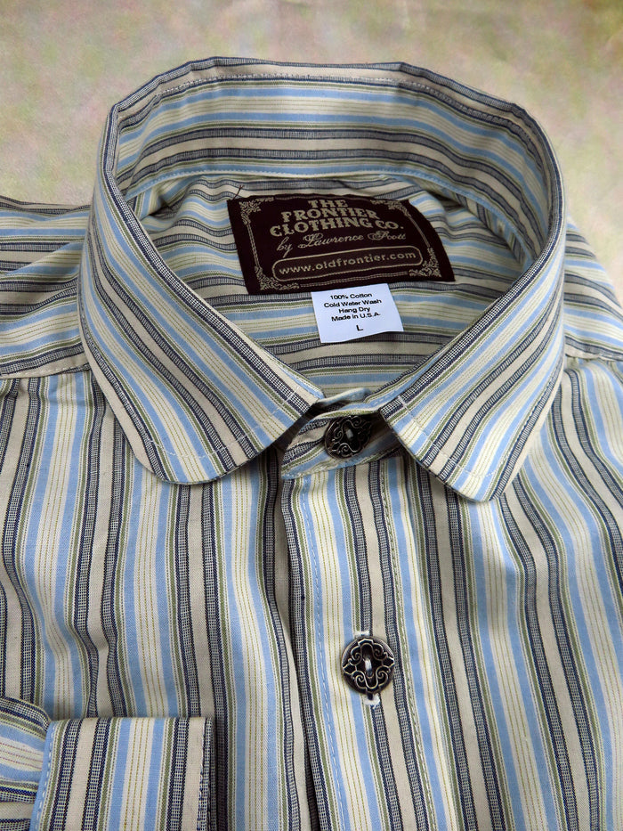 Periwinkle and Black Stripe Victorian Shirt