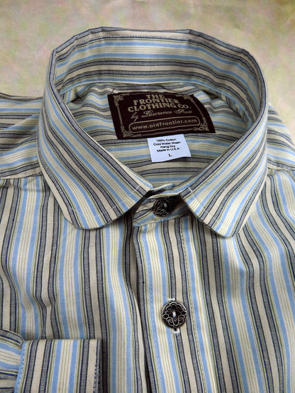Periwinkle and Black Stripe Victorian Shirt