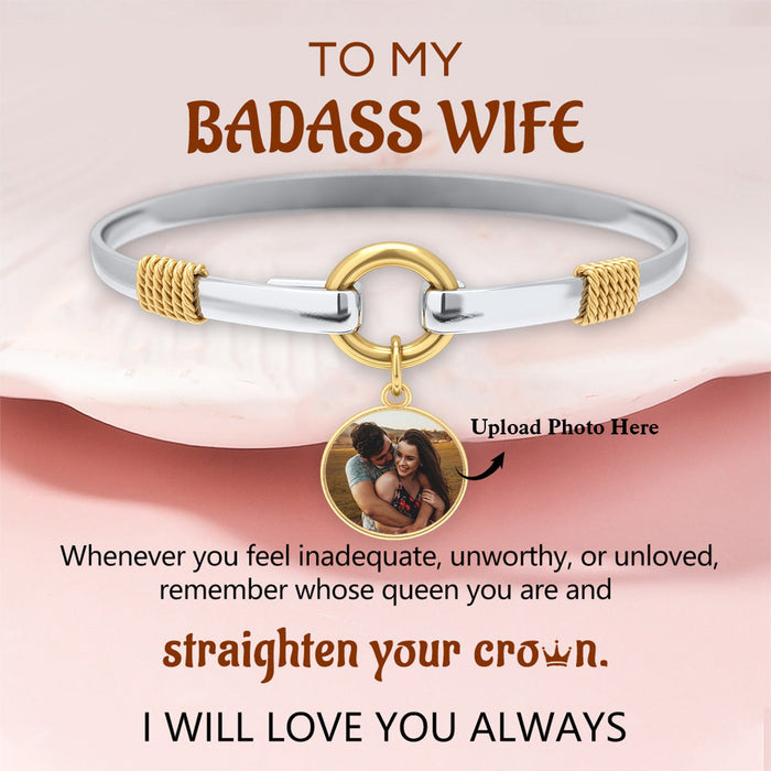 Personalized Couple Gift Photo Two-Tone Charm Bracelet