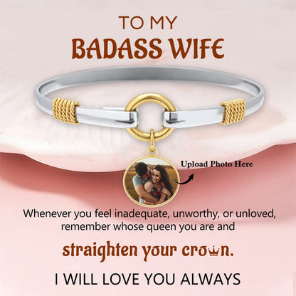 Personalized Couple Gift Photo Two-Tone Charm Bracelet