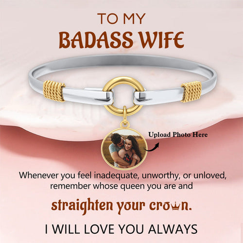 Personalized Couple Gift Photo Two-Tone Charm Bracelet