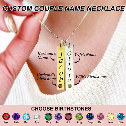 Personalized Couple Promise Birthstone Necklace