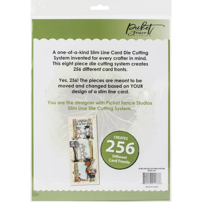 Picket Fence Studios - Steel Dies - Slim Line Die System. Just the thing for customizing your paper crafting project! The ideal way to cut out a stamped image with ease and accuracy.  Available at Embellish Away located in Bowmanville Ontario Canada.