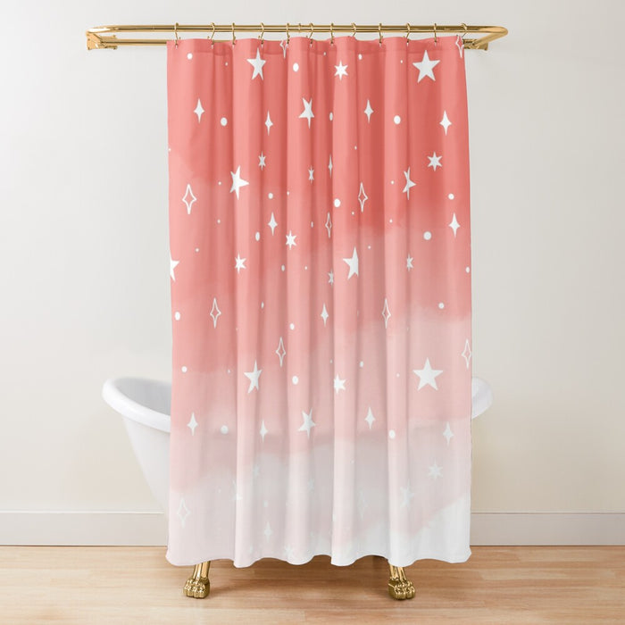 Pink Stars Shower Curtain