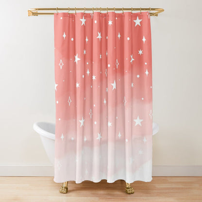 Pink Stars Shower Curtain
