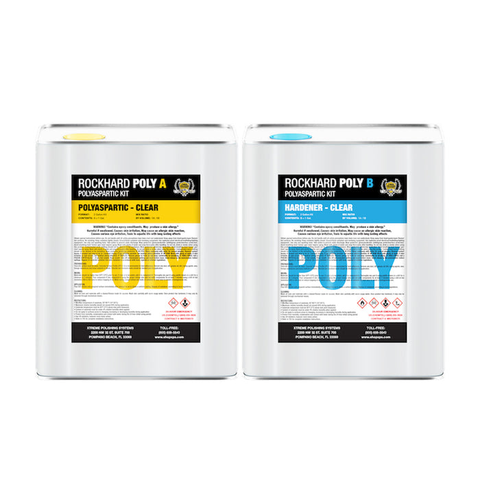 Rockhard Poly Part A & Part B | Xtreme Polshing Systems. polyaspartic floor coating, polyaspartic garage floor coating, and polyaspartic floor coating kit.