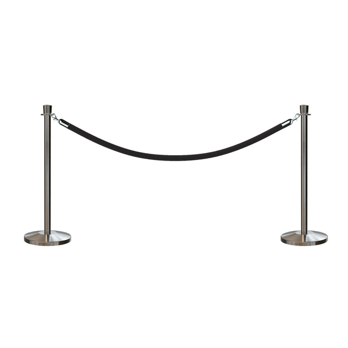 SATIN STAINLESS STEEL / BLACK ROPE / 2 Posts / 1 Rope
