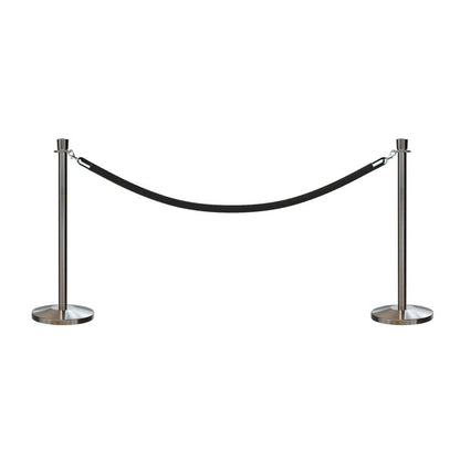 SATIN STAINLESS STEEL / BLACK ROPE / 2 Posts / 1 Rope