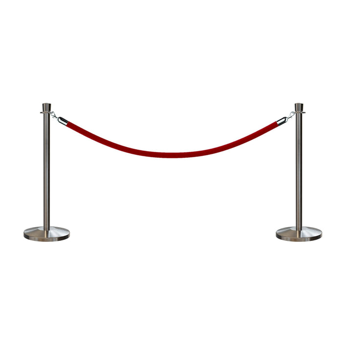 SATIN STAINLESS STEEL / RED ROPE / 2 Posts / 1 Rope