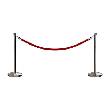 SATIN STAINLESS STEEL / RED ROPE / 2 Posts / 1 Rope