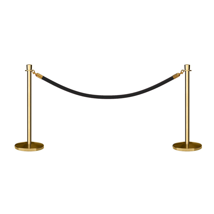 POLISHED BRASS / BLACK ROPE / 2 Posts / 1 Rope